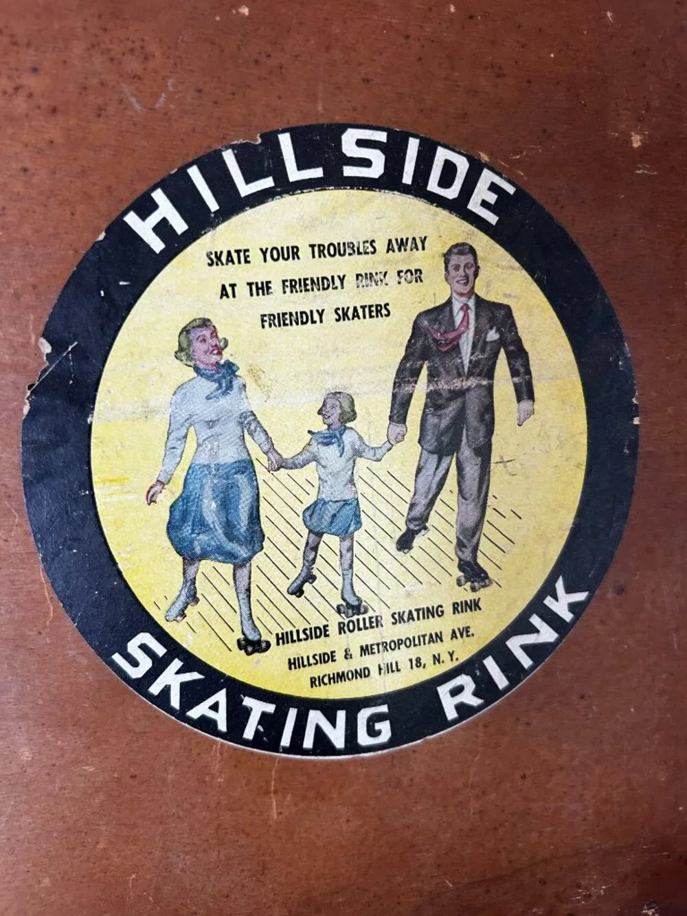 Vintage Wood Skate Case from Hillside Skating Rink from 1940'3-50'3